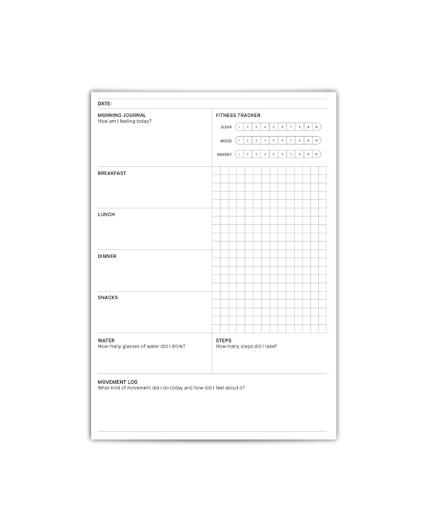 Wellness Log Notebook Insert