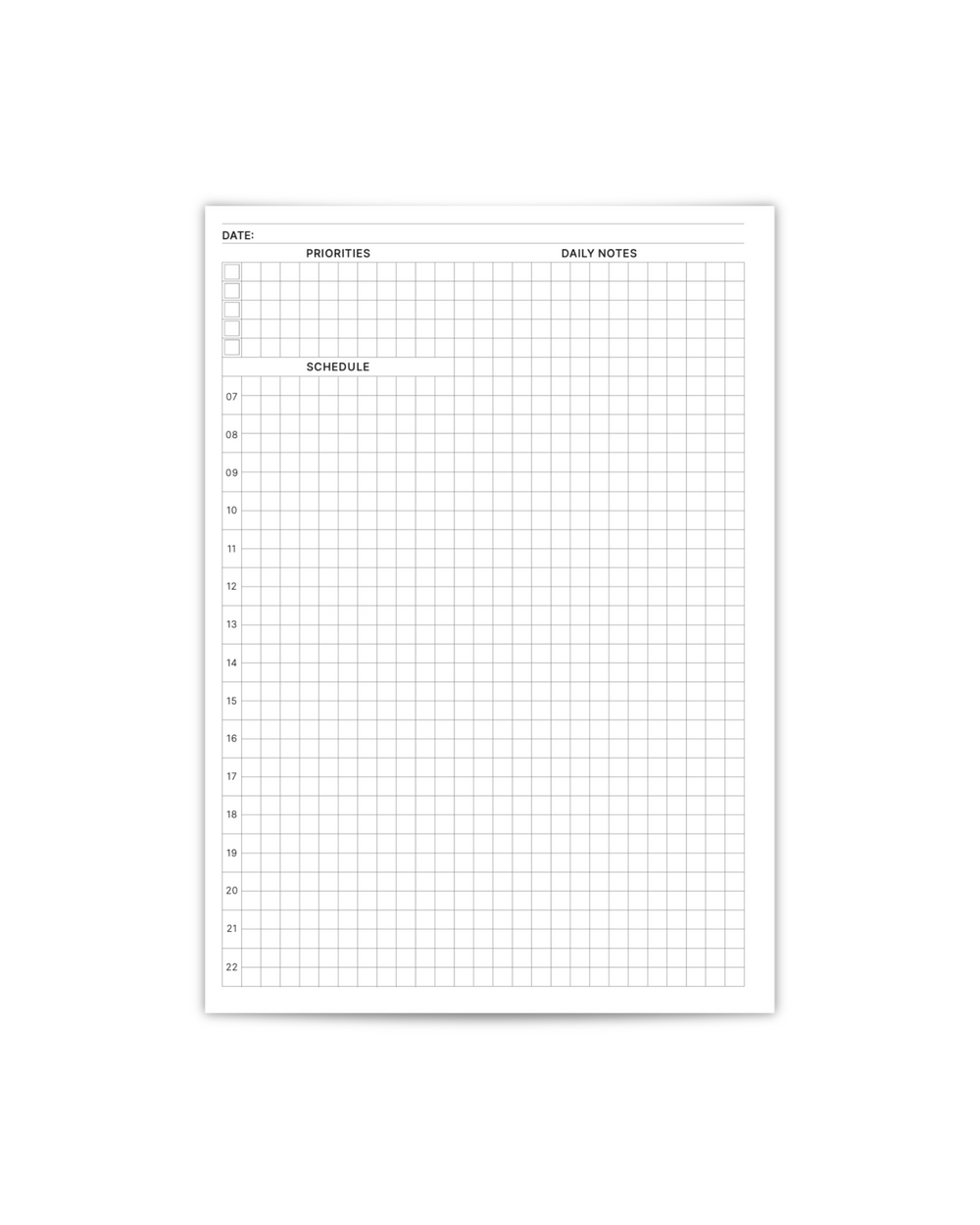 Daily Grid Notebook Insert