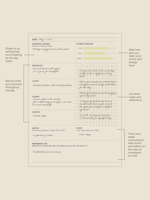 Wellness Log Notebook Insert