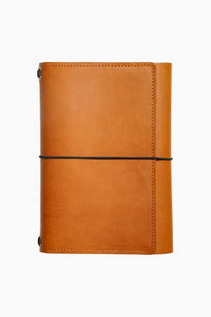 Trifold A5 Leather Journal in Camel