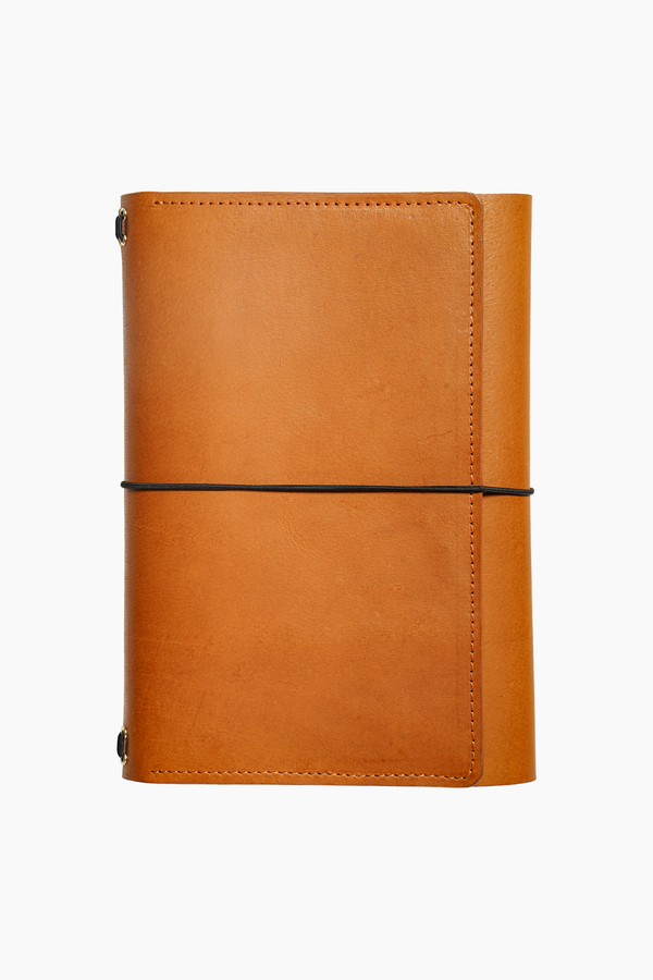 Trifold A5 Leather Journal in Camel