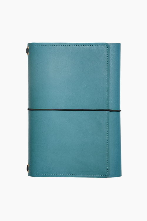 Trifold A5 Leather Journal in Capri