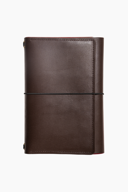 Trifold A5 Leather Journal in Mahogany