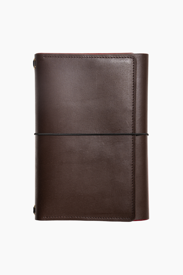 Trifold A5 Leather Journal in Mahogany