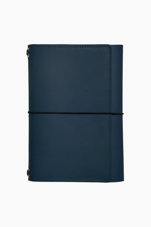 Trifold A5 Leather Journal in Navy