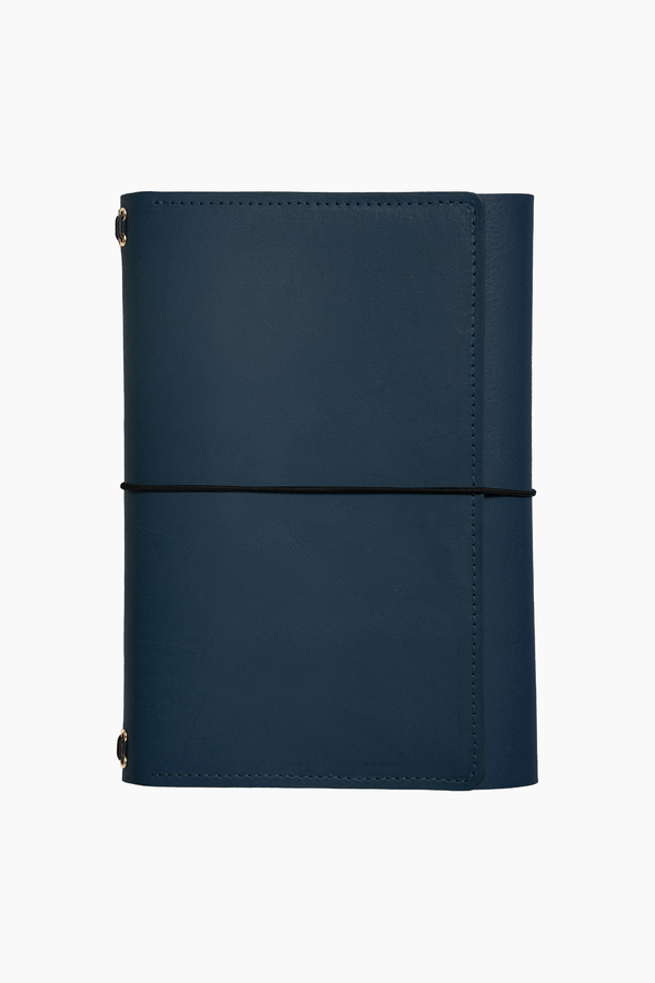 Trifold A5 Leather Journal in Navy