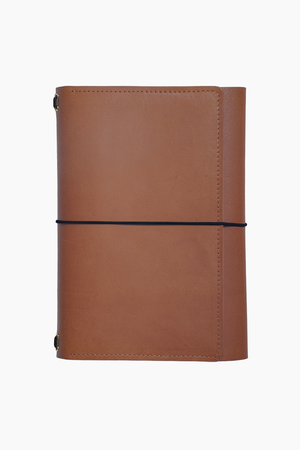 Trifold A5 Leather Journal in Tan