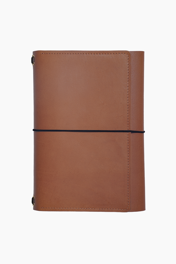 Trifold A5 Leather Journal in Tan