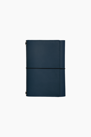 Trifold Pocket Leather Folio in Navy