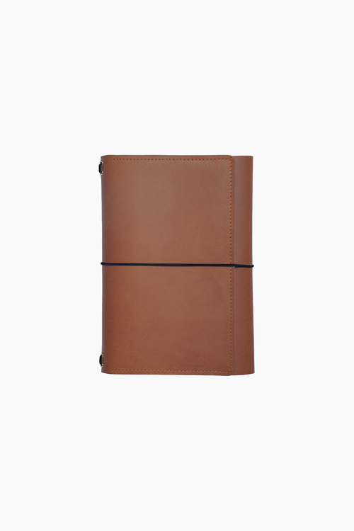 Trifold Pocket Leather Folio in Tan