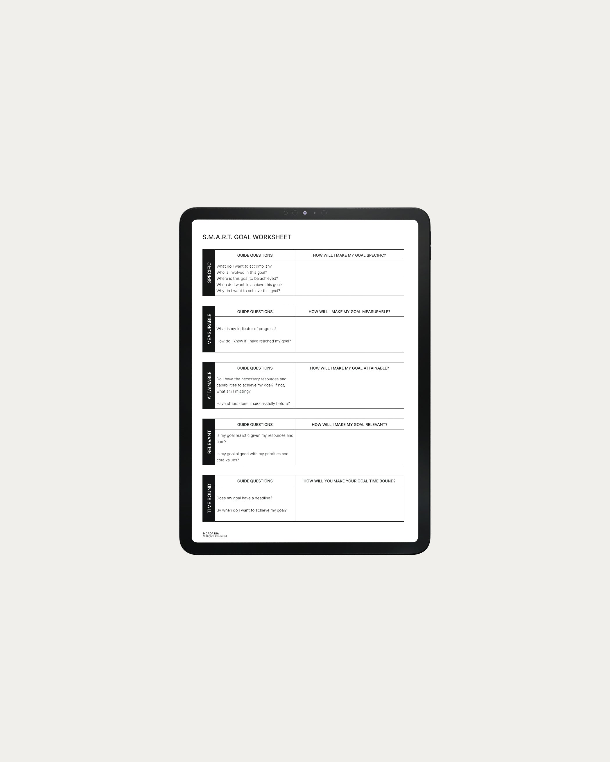 S M A R T Goals Worksheet